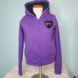 PINK Victoria's Secret LE sequin fur lined hoodie